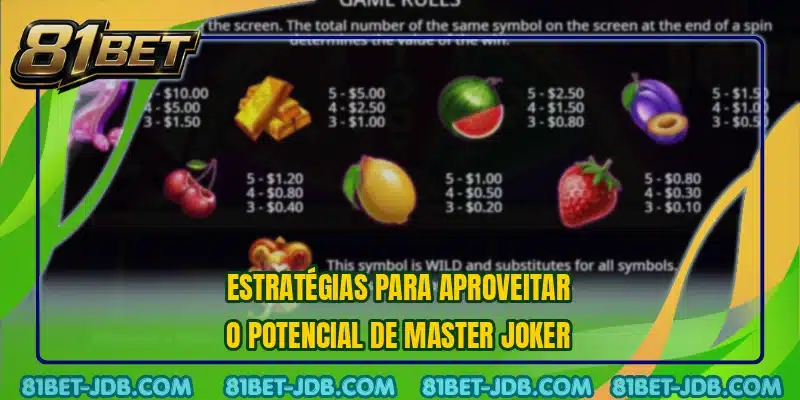 Estratégias para aproveitar o potencial de Master Joker